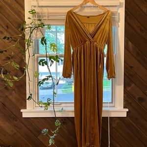 Gold velvet maxi / bridesmaid dress - size XL